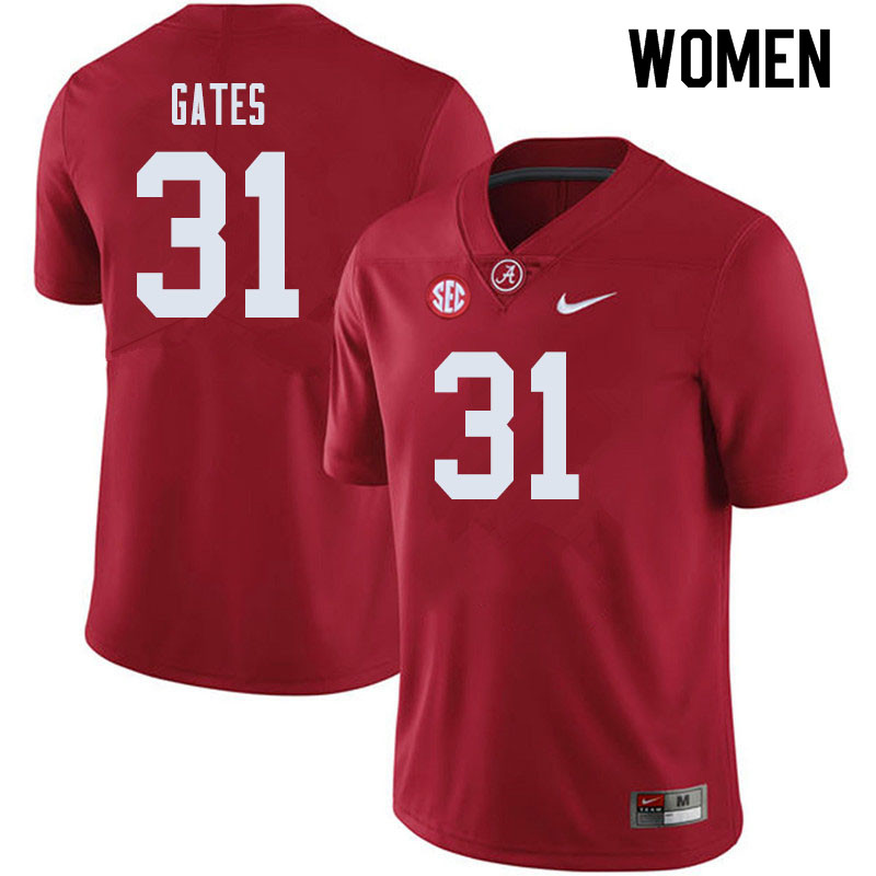 Alabama Crimson Tide Women's A.J. Gates #31 Crimson NCAA Nike Authentic Stitched 2019 College Football Jersey OL16T30IS